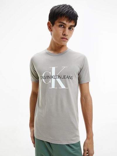 Calvin Klein Ruhák HU668428 | Calvin Klein Slim Organic Cotton Monogram Férfi Póló / Fehér